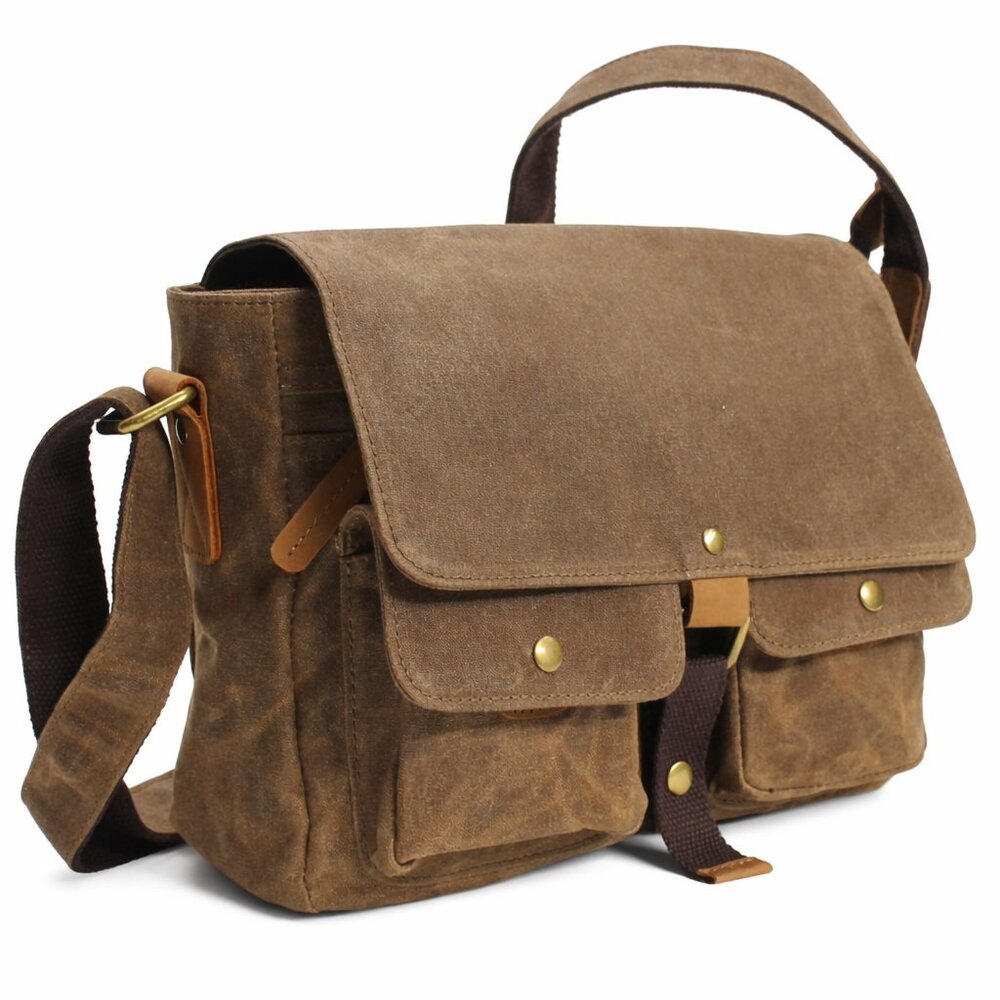 Vagarant 12"  Small Wax Canvas Messenger Bag Cavas Shoulder Bag C54LW-CB